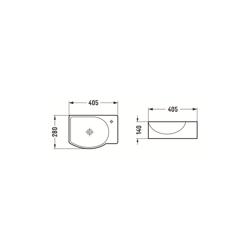 Mexen Mista umývadlo na doske ľavé 40 x 28 cm, čierna mat - 22174085L