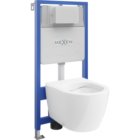 Mexen podomietková WC sada rám Fenix Slim s WC miskou Carmen, biely lesk - 6103388XX00