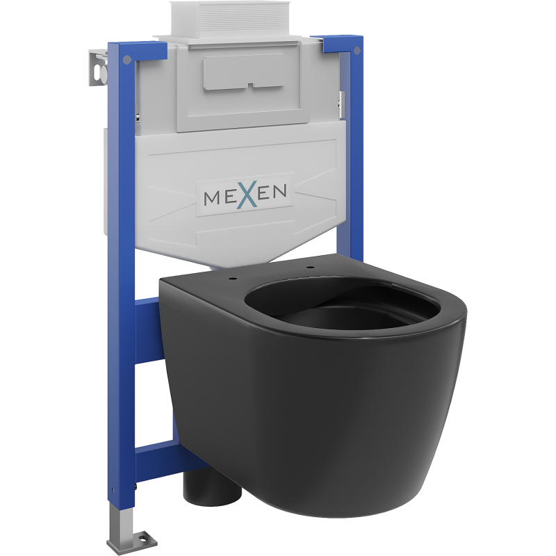 Mexen sada podomietkového WC rám Fenix XS-U s WC misou Carmen, čierny mat - 6853388XX85