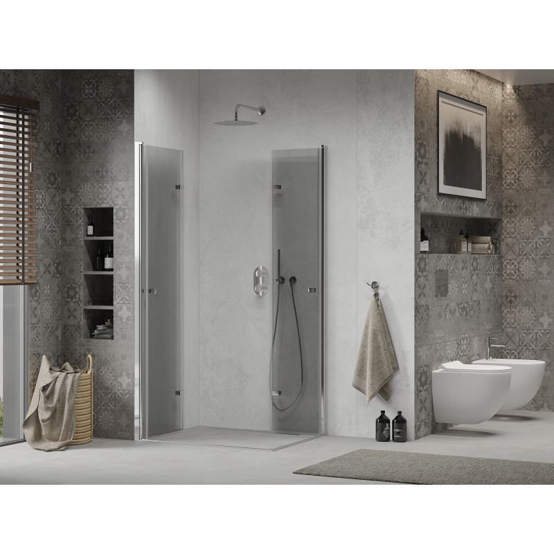 Mexen Lima Duo skladací sprchovací kút 90 x 80 cm, transparentný, chróm - 856-090-080-02-00