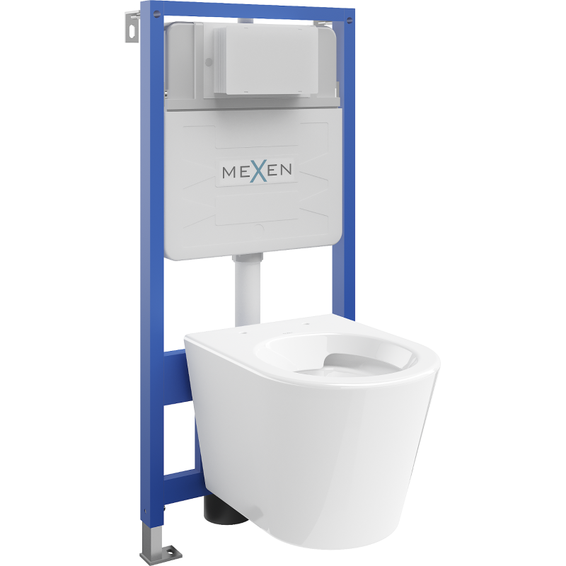Mexen Rico súprava WC Fenix Slim s podomietkovým rámom, lesklá biela - 6103372XX00