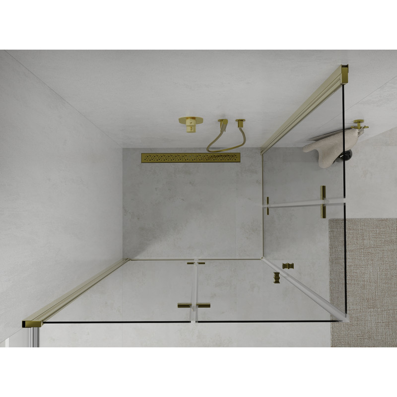 Mexen Lima Duo skladacia sprchová kabína 90 x 80 cm, priehľadná, zlatá - 856-090-080-50-00-02