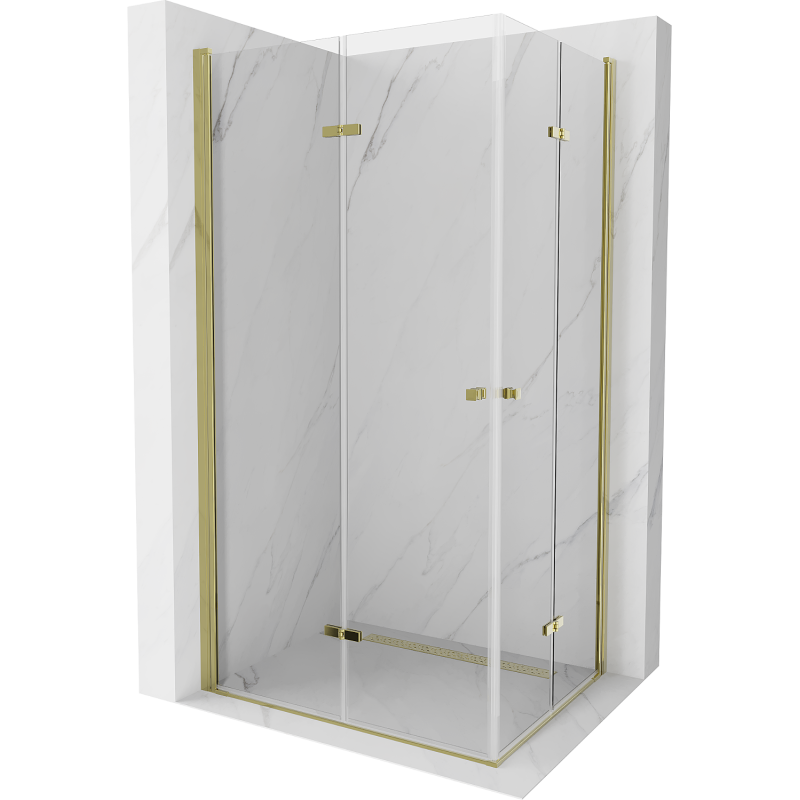 Mexen Lima Duo skladacia sprchová kabína 90 x 80 cm, priehľadná, zlatá - 856-090-080-50-00-02