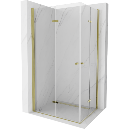 Mexen Lima Duo skladacia sprchová kabína 90 x 80 cm, priehľadná, zlatá - 856-090-080-50-00-02