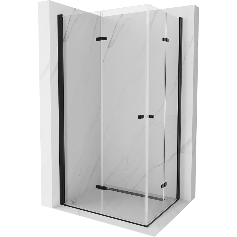 Mexen Lima Duo skladacia sprchová kabína 90 x 80 cm, priehľadná, čierna - 856-090-080-70-00-02
