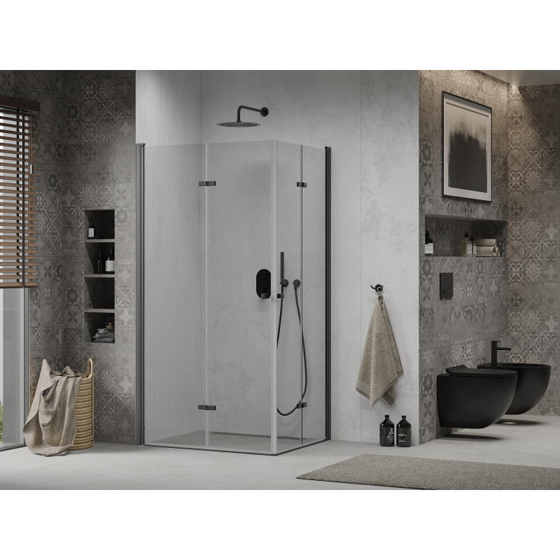 Mexen Lima Duo skladacia sprchová kabína 90 x 80 cm, priehľadná, čierna - 856-090-080-70-00-02