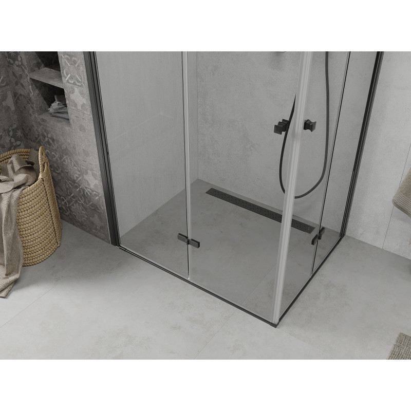 Mexen Lima Duo skladací sprchový kút 100 x 90 cm, priehľadný, čierny - 856-100-090-70-00-02