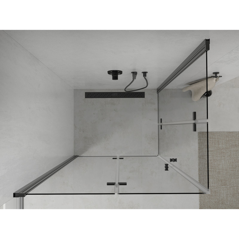 Mexen Lima Duo skladací sprchový kút 100 x 90 cm, priehľadný, čierny - 856-100-090-70-00-02