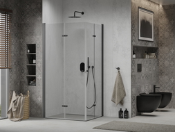 Mexen Lima Duo skladací sprchový kút 100 x 90 cm, priehľadný, čierny - 856-100-090-70-00-02