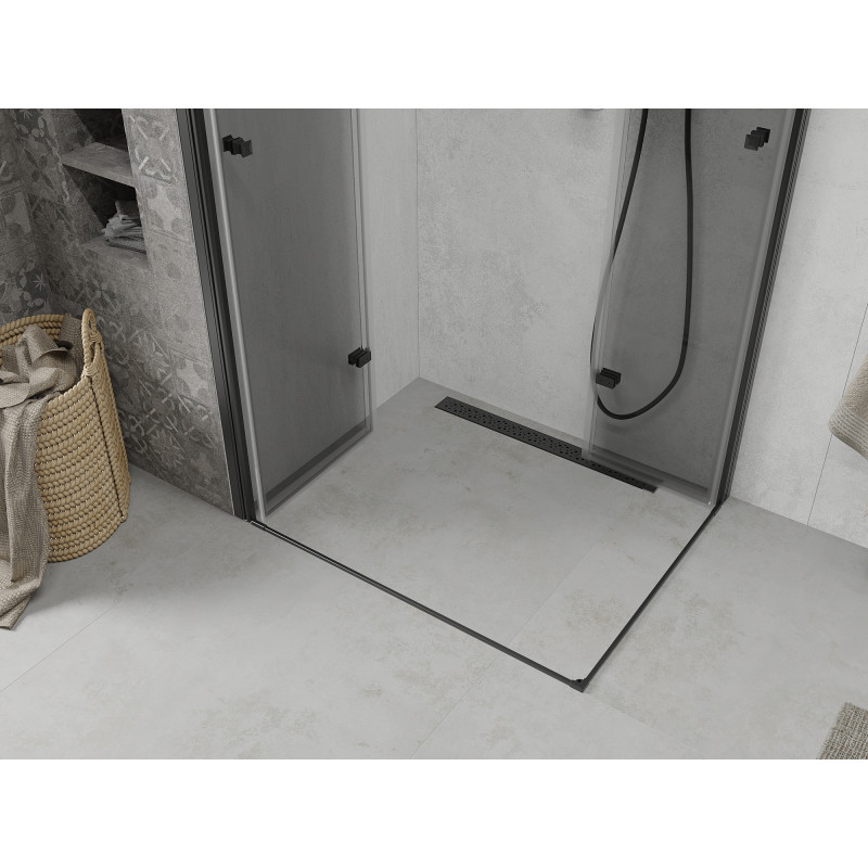 Mexen Lima Duo skladací sprchový kút 100 x 90 cm, priehľadný, čierny - 856-100-090-70-00-02