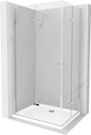 Mexen Lima Duo skladací sprchový kút 80 x 70 cm, transparentný, chróm + sprchová vanička Flat - 856-080-070-01-02-4010