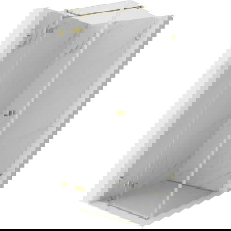 Mexen Lunar T sklenený sprchový kút, otváracia ľavá strana 100 x 100 cm, priehľadný, zlatý - 834T-100-100-50-00-L