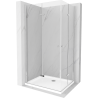 Mexen Lima Skladací sprchový kút Duo 90 x 80 cm, transparentný, chróm + vanička Flat - 856-090-080-01-02-4010