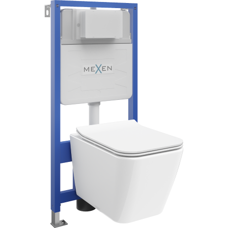 Mexen Cube podomietkový WC set Fenix Slim s WC misou a pomaly sa skláňajúcou doskou, biely lesk - 61030924000