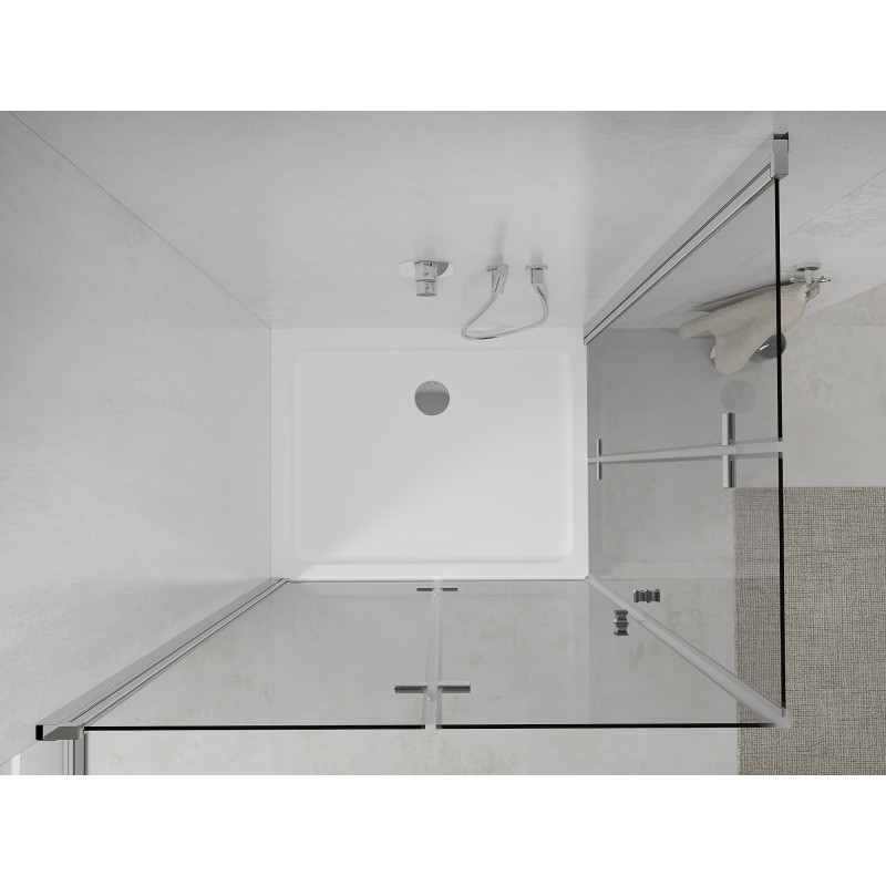 Mexen Lima Duo skladacia sprchová kabína 100 x 90 cm, transparentná, chróm + plochá vanička - 856-100-090-01-02-4010