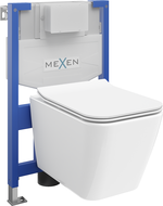 Mexen Cube podomietkový WC set rám Fenix XS-F s WC misou a pomaly zatvárajúcim sedlom, biely lesk - 68030924000
