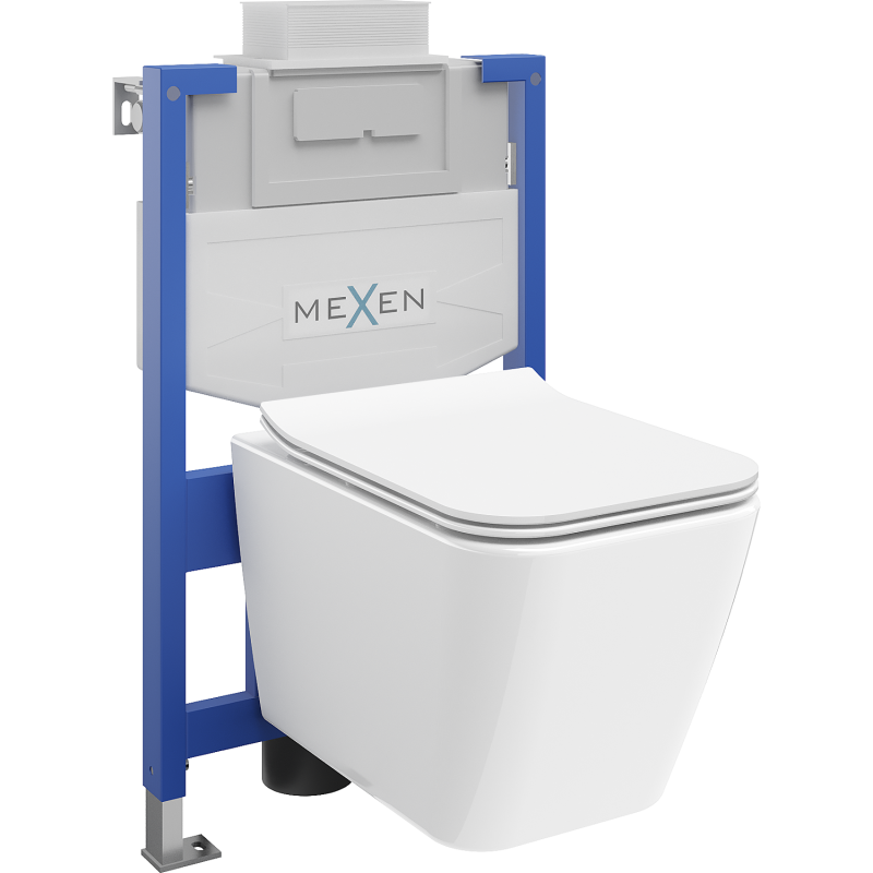 Mexen Cube podomietkový WC set rám Fenix XS-U s WC misou a pozvoľne padajúcou doskou, biely lesk - 68530924000