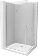 Mexen Pretoria Duo sprchovací kút otvárací 80 x 70 cm, transparentný, chróm + vanička Flat - 852-080-070-01-02-4010