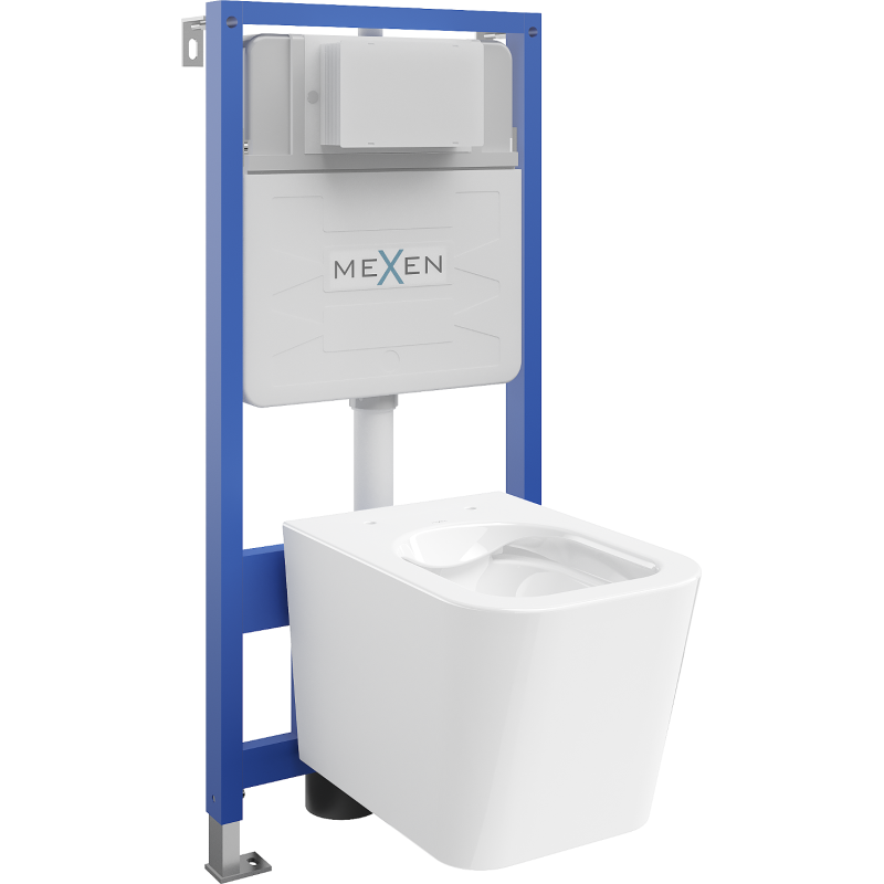 Mexen Podomietkový WC set rám Fenix Slim s WC misou Teo, biely lesk - 6103385XX00