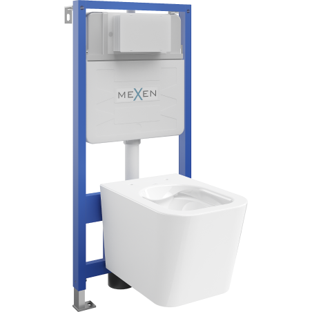 Mexen Podomietkový WC set rám Fenix Slim s WC misou Teo, biely lesk - 6103385XX00