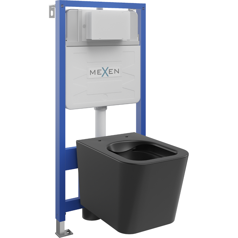 Mexen Teo zabudovaný WC set rám Fenix Slim s WC misou, čierny mat - 6103385XX85