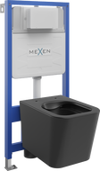 Mexen Teo zabudovaný WC set rám Fenix Slim s WC misou, čierny mat - 6103385XX85