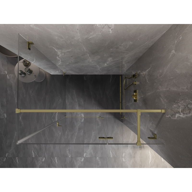 Mexen Lunar T sprchový kút otvárací pravý 70 x 110 cm, transparentný, zlatý kartáčovaný - 834T-070-110-55-00-P