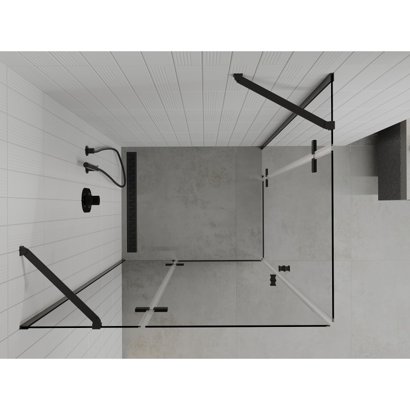 Mexen Roma Duo sprchový kút s otváracími dverami 100 x 90 cm, priehľadný, čierny - 854-100-090-70-00-02