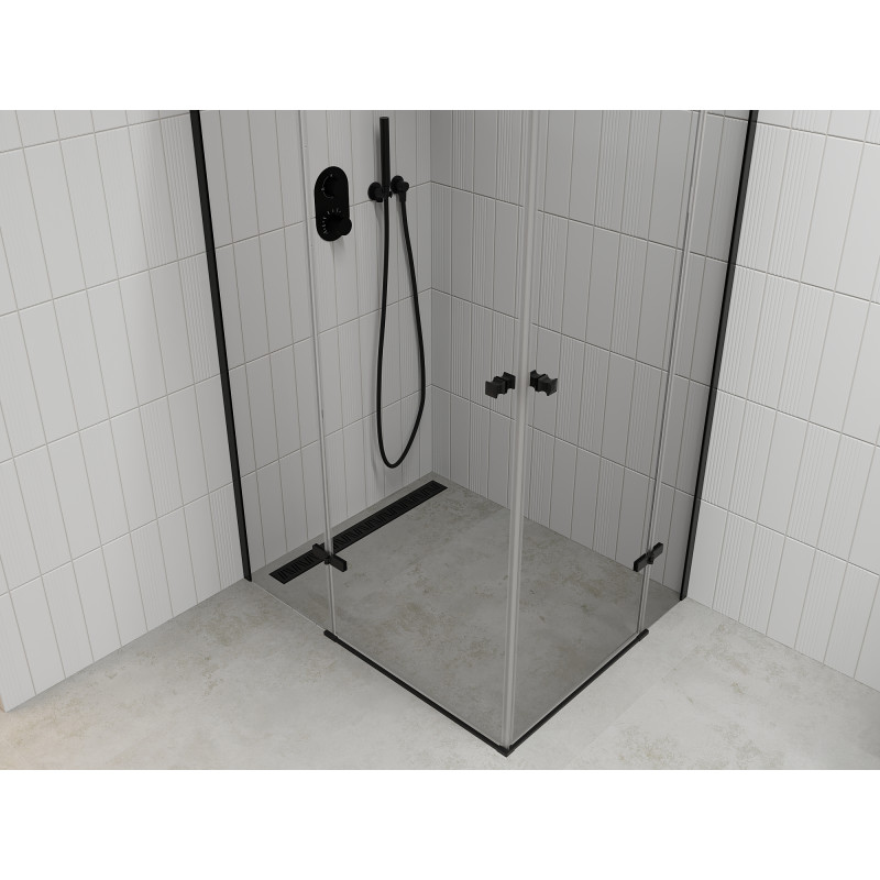 Mexen Roma Duo sprchový kút s otváracími dverami 100 x 90 cm, priehľadný, čierny - 854-100-090-70-00-02