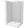 Mexen Roma Duo sprchová kabína s krídlovými dverami 80 x 70 cm, transparentná, chróm + vanička Flat - 854-080-070-01-02-4010