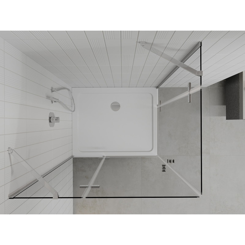 Mexen Roma Duo sprchový kút s otočnými dverami 90 x 80 cm, transparentný, chróm + vanička Flat - 854-090-080-01-02-4010