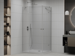 Mexen Roma Duo sprchová kabína, kyvné dvere 100 x 90 cm, transparentnéné, chrómová + závesný bidet Flat - 854-100-090-01-02-4010