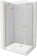 Mexen Roma Duo sprchová kabína, kyvné dvere 80 x 70 cm, transparentnéné, zlatá + závesný bidet Flat - 854-080-070-50-02-4010G