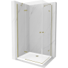 Mexen Roma Duo sprchová kabína, kyvné dvere 90 x 80 cm, transparentnéné, zlatá + závesný bidet Flat - 854-090-080-50-02-4010G