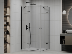 Mexen Roma Duo sprchová kabína, kyvné dvere 80 x 70 cm, transparentnéné, čierna + závesný bidet Flat - 854-080-070-70-02-4010B