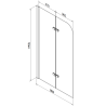 Mexen Cube obdĺžniková vaňa 170 x 80 cm s panelom a 2-krídlovou zástenou 80 cm, transparentná, chróm - 550517080X9008020100