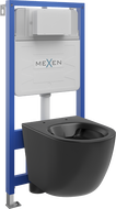 Mexen Lena podomietková WC súprava rám Fenix Slim s WC misou, čierny mat - 6103322XX85