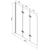 Mexen Cube obdĺžniková vaňa 180 x 80 cm s obkladom a 3-krídlovou zástenou 120 cm, transparentnéné, čierna - 550518080X9012037000