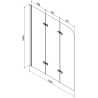Mexen Cubik obdĺžniková vaňa 170 x 70 cm s obložením a 3-krídlovým paravánom 120 cm, transparentná, chróm - 550317070X9012030100