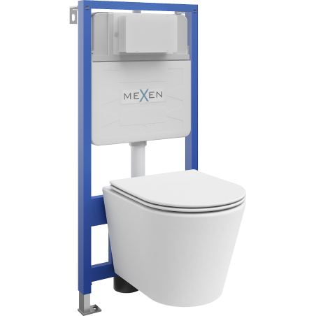Mexen Rico podomietkový WC set Fenix Slim s WC misou a pomaly zatvárajúcim sedadlom, biely mat - 61030724001