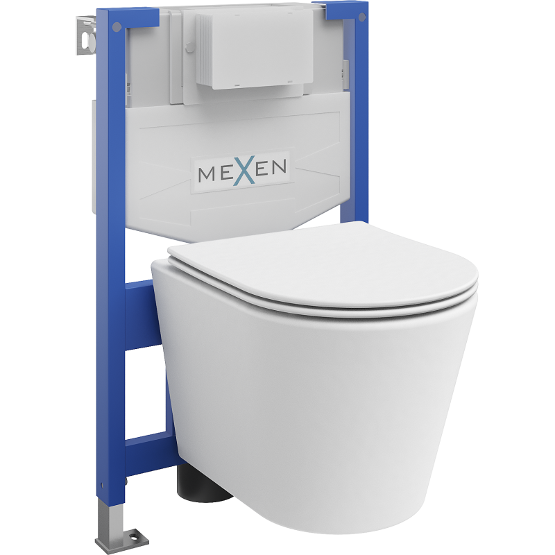 Mexen Rico zápustná WC sada rám Fenix XS-F s WC misou a pomaly klesajúcim sedadlom, biely mat - 68030724001