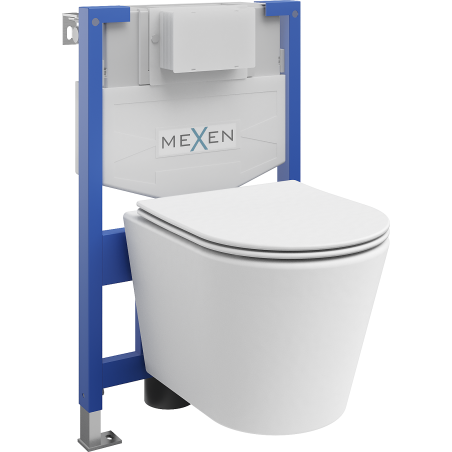 Mexen Rico zápustná WC sada rám Fenix XS-F s WC misou a pomaly klesajúcim sedadlom, biely mat - 68030724001