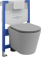 Mexen Rico súprava na podomietkovú inštaláciu WC rám Fenix XS-F s WC misou a pomaly zatvárajúcou sa doskou, svetlosivá
