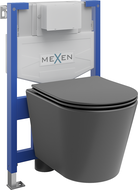Mexen Rico sada na inštaláciu pod omietku WC rám Fenix XS-F s misou WC a pomaly sklápacou doskou, tmavo sivý mat