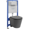 Mexen podomietková súprava WC rám Fenix Slim s WC miskou Rico a spomaľujúcim sedadlom, tmavý sivý mat - 61030724071