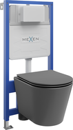 Mexen Rico podomietkový WC set Fenix Slim s WC misou a pomaly uzatvárateľným sedadlom, tmavosivá matná - 61030724071
