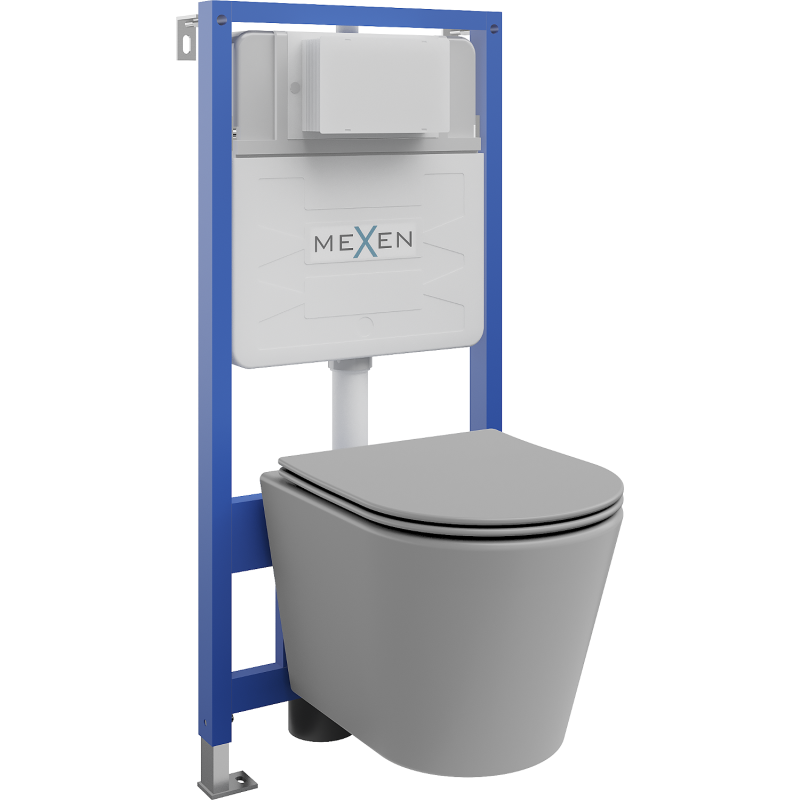 Mexen Rico podomietková súprava WC rám Fenix Slim s WC misou a pomaly zatvárajúcou doskou, svetlý sivý mat - 61030724061