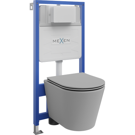 Mexen Rico podomietková súprava WC rám Fenix Slim s WC misou a pomaly zatvárajúcou doskou, svetlý sivý mat - 61030724061