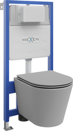 Mexen Rico podomietková súprava WC rám Fenix Slim s WC misou a pomaly zatvárajúcou doskou, svetlý sivý mat - 61030724061