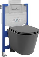Mexen podomietková WC sada stelaž Fenix XS-U s WC misou Rico a doskou s pomalým zatváraním, tmavošedý mat - 68530724071
